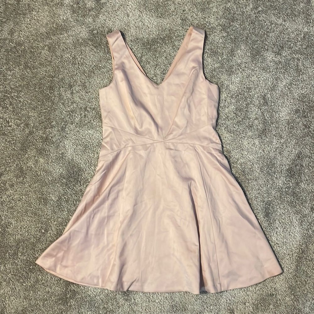 Fit Flare Pink V-neck Sleeveless Dress